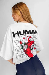 Human Heart White Oversized T-Shirt for Men & Women